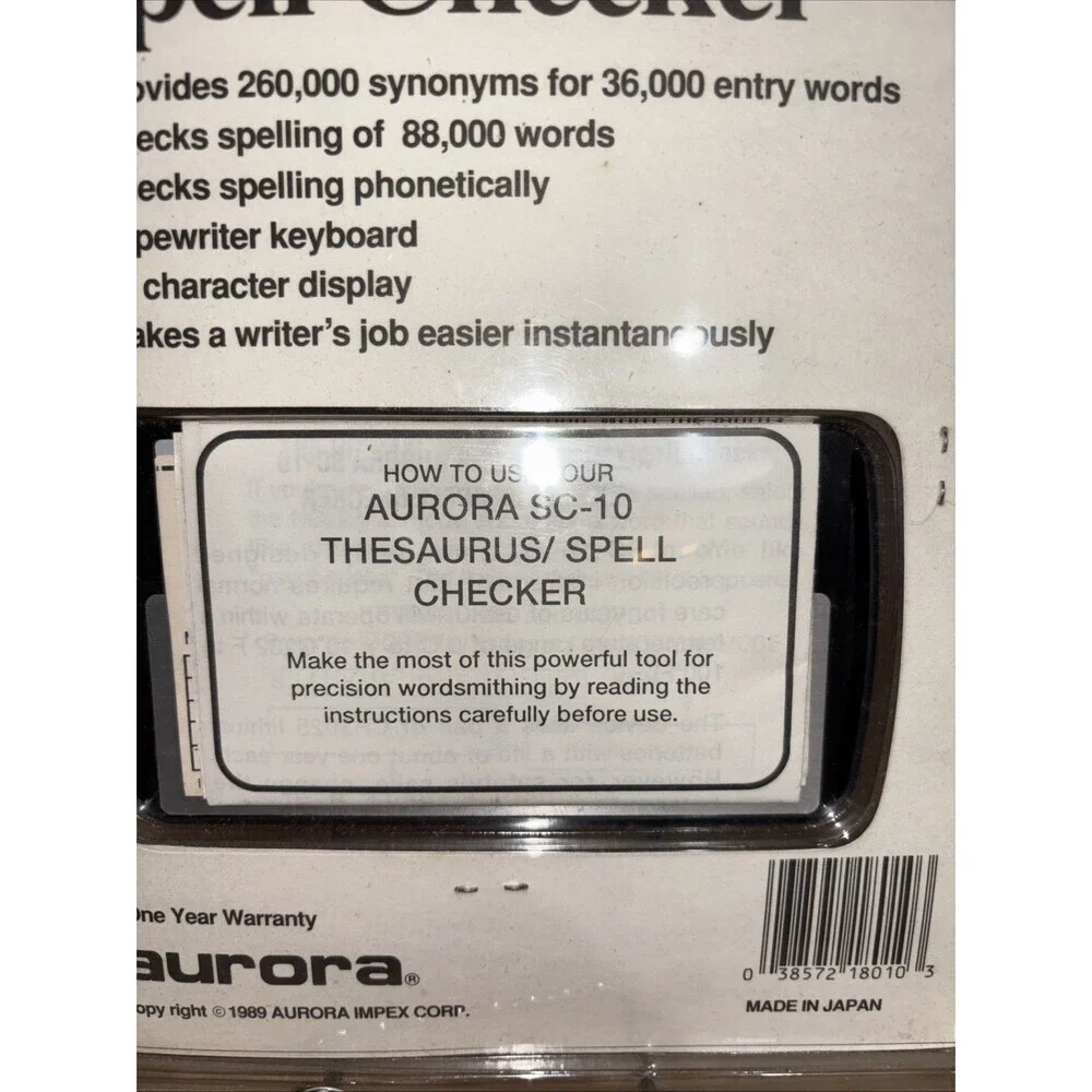 Vintage Aurora SC-10 Thesaurus Spell Checker NEW OLD STOCK 1989